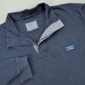 L.L.Bean Polo Rugby Shirt Mens 2XLT Navy Blue Long Sleeve Traditional Fit Logo